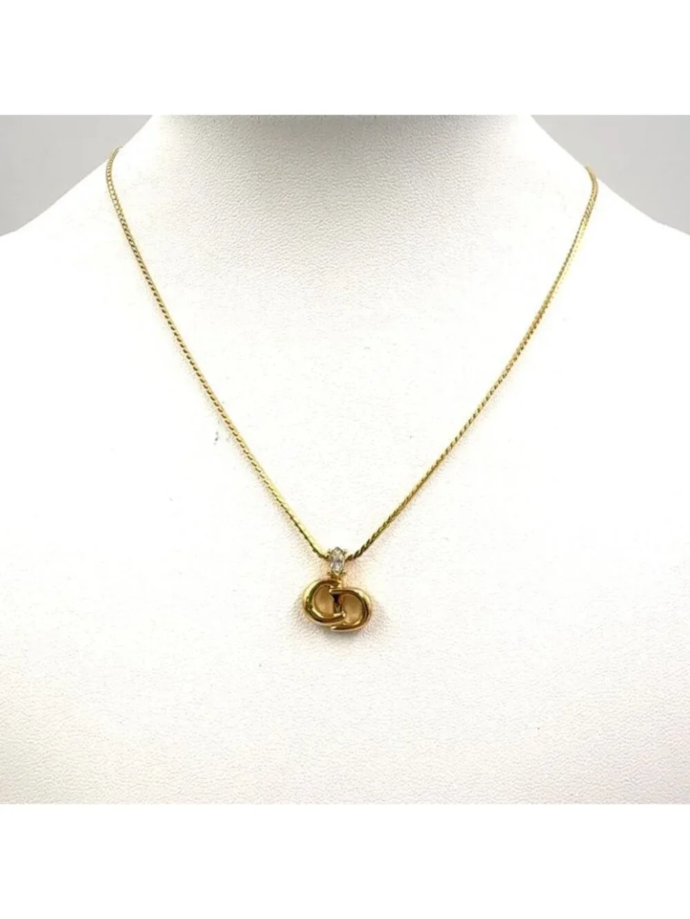 Dior Cdlogo Line Stone Gold Plated Necklace - Picture 8 of 8